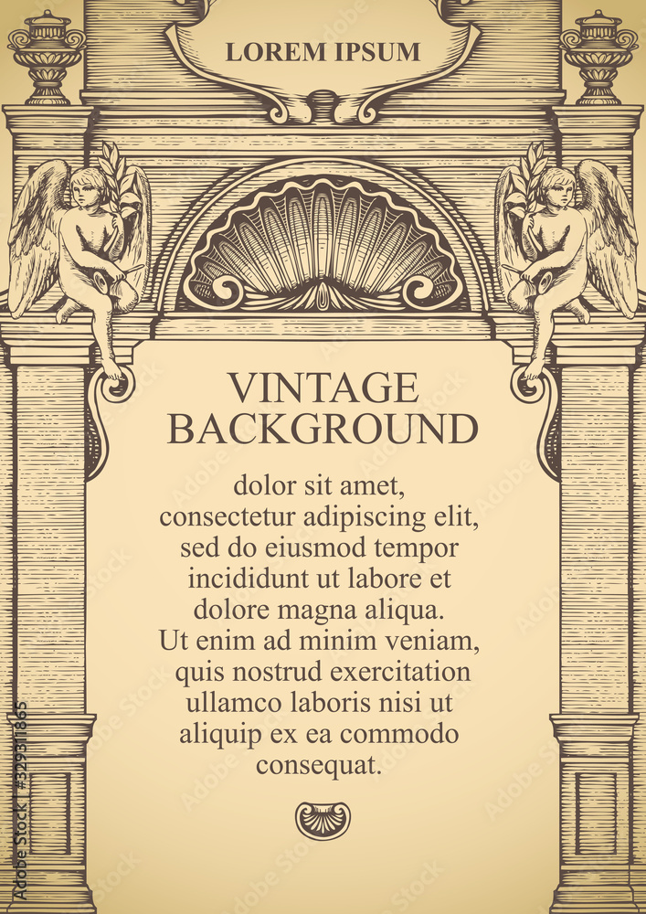 Aufkleber vintage background or frame for a certificate or diploma in the form of a classic building facade. v