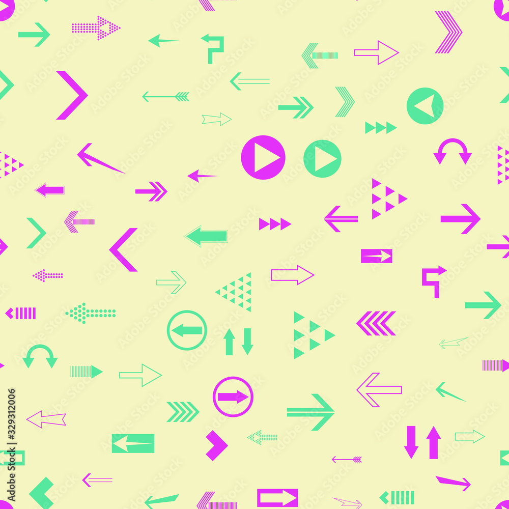 Poster seamless vector pattern with different arrows. modern cursor illustration