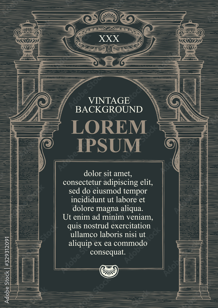 Aufkleber vector background or frame for a diploma or certificate in the form of a classic building facade. vi