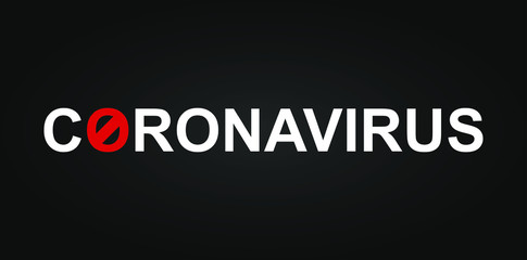 Fototapeta premium Corona Virus, (2019-nCoV). Red virus disease and white Corona virus text and o letter isno entry sign on black background