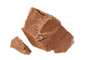cracked milk chocolate candies sweets isolated on white background