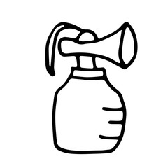 Baby newborn hand drawn doodle set. Onesie, pacifier, rattle. Vector illustration for backgrounds, web design