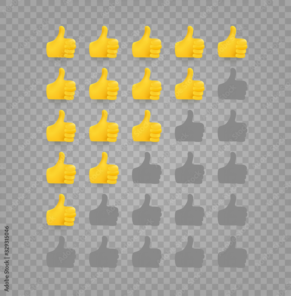 Poster Thumbs up rating template isolated on transparent background