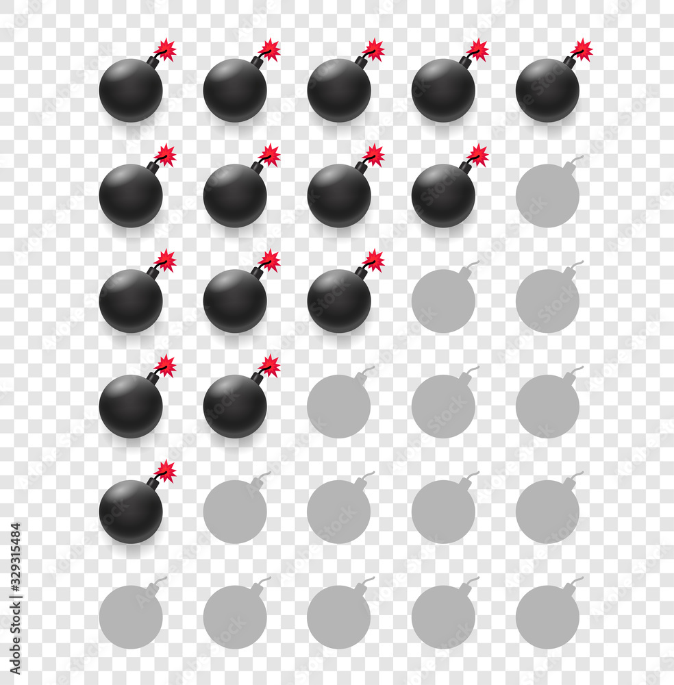 Poster Flaming bombs rating template isolated on transparent background
