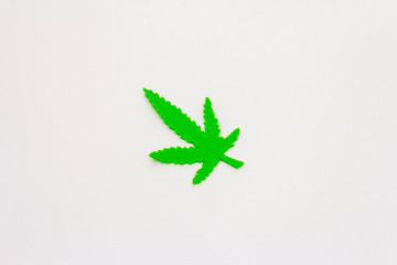 Felt hemp leaf isolated on white background