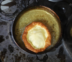 deep-fried dough fried in frying pan.artvin/turkey