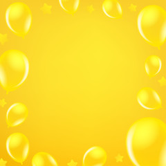 Yellow air balloons. Social media message vector background. Copy space for a text