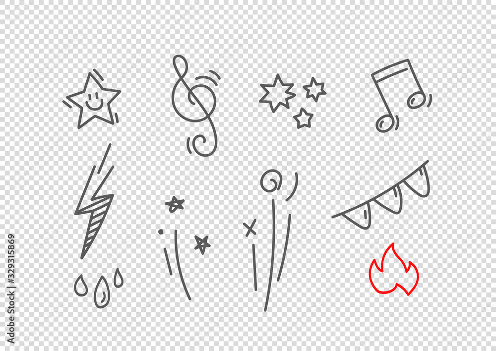 Poster Vector hand drawn doodle style elements isolated on transparent background. Vector elements for design