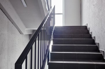 Staircase - emergency exit in hotel or office building, close-up staircase, interior staircases....
