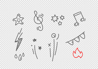 Vector hand drawn doodle style elements isolated on transparent background. Vector elements for design