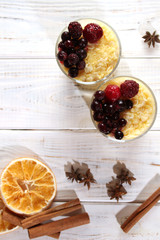 Healthy breakfast with cereal and berries