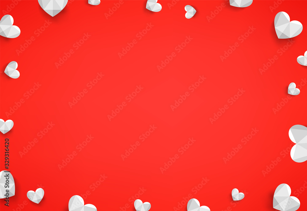 Poster white hearts on red background. social media message vector frame