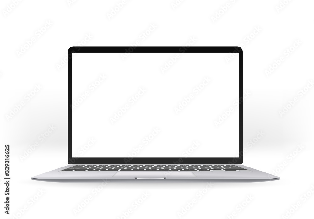 Fototapete modern laptop with empty screen isolated on white background. mock up for a design