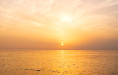 The sea the morning  amidst the clouds and the sky is beautiful quiet atmosphere feeling lonely