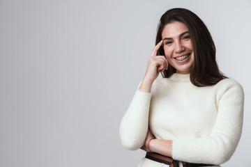 Happy beautiful young brunette woman