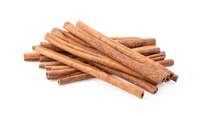Cinnamon sticks isolated on white background.