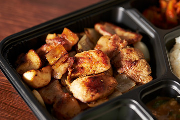 Grilled pork BBQ in lunch box