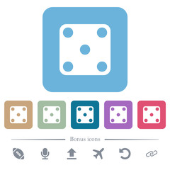 Domino five flat icons on color rounded square backgrounds