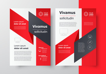 Flyer  red ribbon brochure design cover template