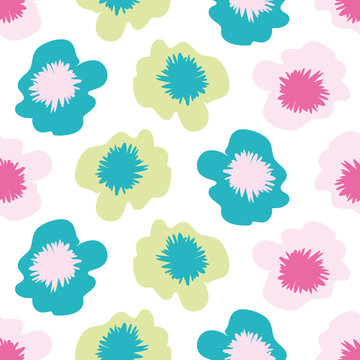 Tropical flower seamless vector pattern background. Hand drawn blooms exotic backdrop. Modern bright floral illustration. Exotic hot summer all over print for vacation and wedding resort concept.