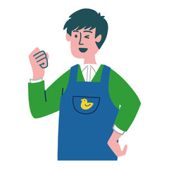 保育士　男性　ガッツポーズ