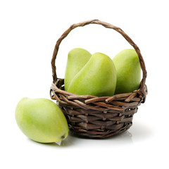 Green mango isolated on a white background