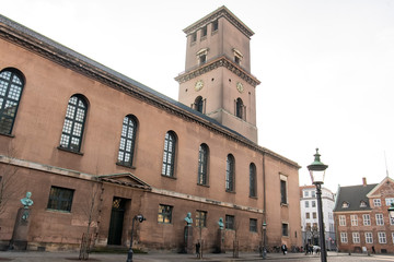Fototapeta na wymiar Church of Our Lady or Copenhagen Cathedral. Copenhagen, Denmark. February 2020