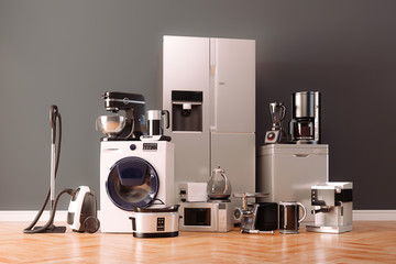 3d render of home appliances collection set - obrazy, fototapety, plakaty