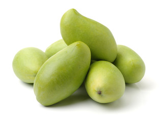 Green mango isolated on a white background