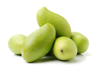 Green mango isolated on a white background