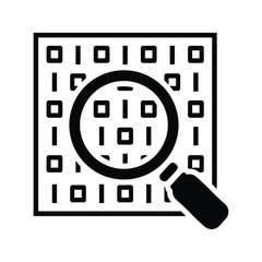 Search code black icon, find data, searching