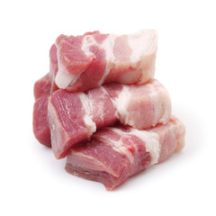 Pork belly on white background