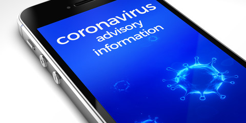 close up of a cellphone with a Corona virus information page displayed