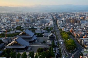 Aerial view of downtown Kyoto from the tower