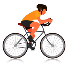 Obraz premium Flat cuclist vector illustration. Isolated cyclist on a white background.