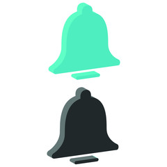 Flat bell mark Icon in isometric style