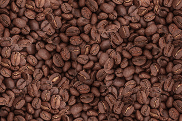 Roasted coffee beans background.