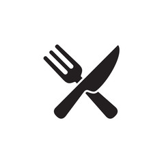 Simple fork and knife flat icon design vector