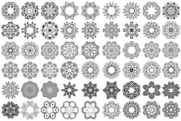 Beautiful ornaments for your design on background. Round ornaments. Set