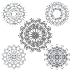 Beautiful ornaments for your design on background. Round ornaments. Set