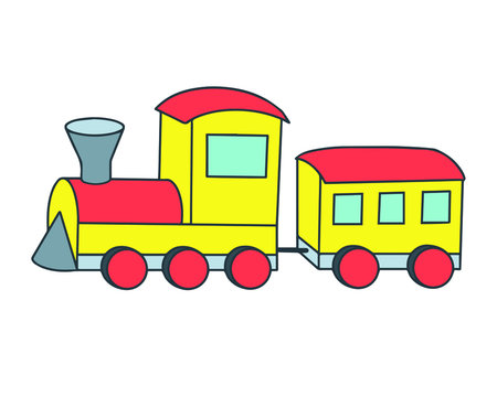 Cartoon toy train  isolated on white background. Vector