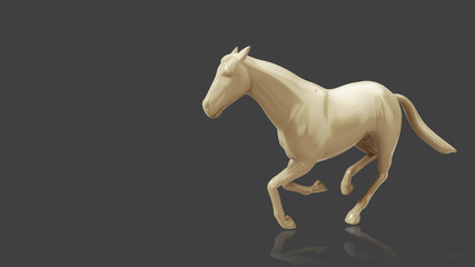 3D Render Running horse sculpture Model on Dark Grey background. © suppa