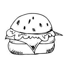 Burger hand drawn illustration vector