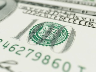 Extremely close of a hundred dollar banknote. 3d rendering - illustration.