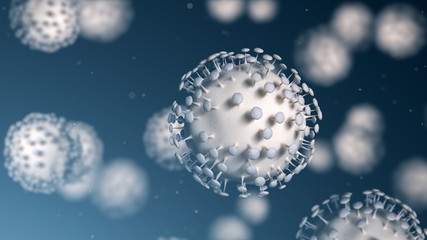 Fototapeta na wymiar Group of virus cells. 3D illustration of Coronavirus cells - Covid-19
