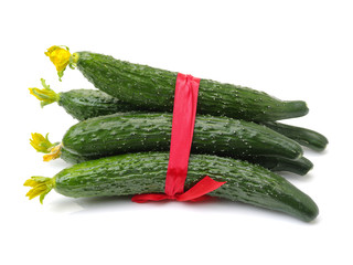 fresh cucumbers on white background