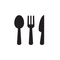 Simple spoon fork knife flat icon design vector