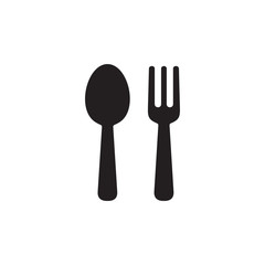Simple spoon and fork flat icon design vector