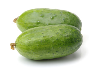 Green cucumber on the white background
