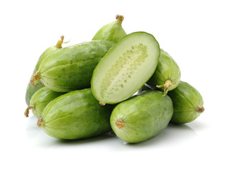 Green cucumber on the white background